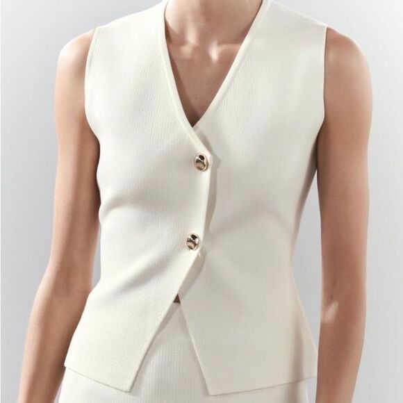 Zara gold button knit vest NWOT - Picture 1 of 5